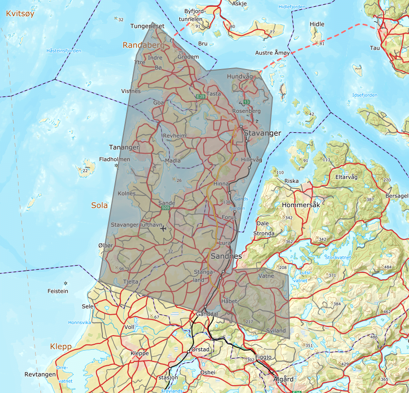 Dekningsområde for Volvo mobil service