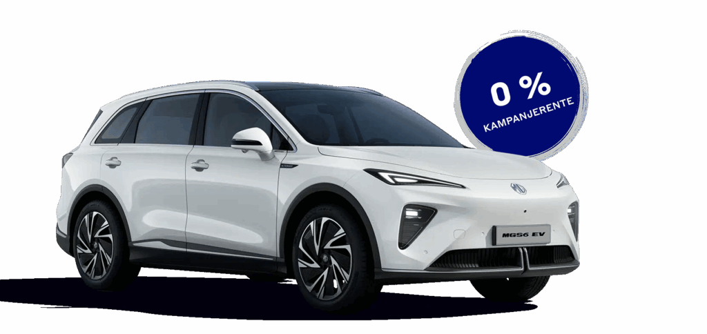 Hvit MG S6 EV Luxury AWD med 0 % kampanjerente